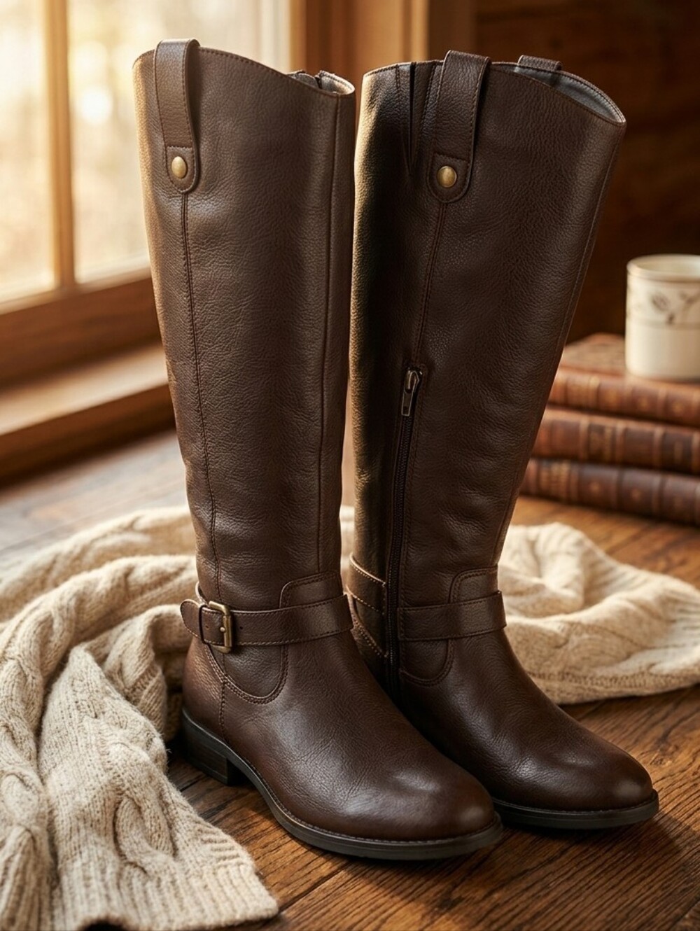 Mari A. Ma-Irony Equestrian Smooth Dark Chocolate Brown Black Tall High Boots